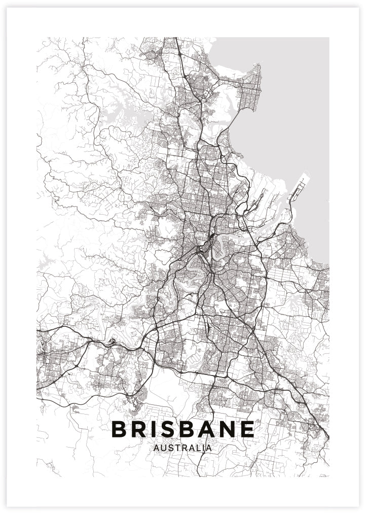 Map of Brisbane Art Print - Brisbane Travel Poster at The Good Poster Company