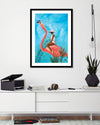 Marriage at the Plastic Garden by Alexander Grahovsky - Girl Riding Flamingo - Popular Modern Art by The Good Poster Company