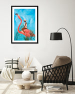 Marriage at the Plastic Garden by Alexander Grahovsky - Girl Riding Flamingo - Popular Modern Art by The Good Poster Company