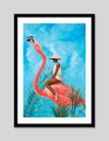 Marriage at the Plastic Garden by Alexander Grahovsky - Girl Riding Flamingo - Popular Modern Art by The Good Poster Company