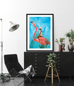 Marriage at the Plastic Garden by Alexander Grahovsky - Girl Riding Flamingo - Popular Modern Art by The Good Poster Company