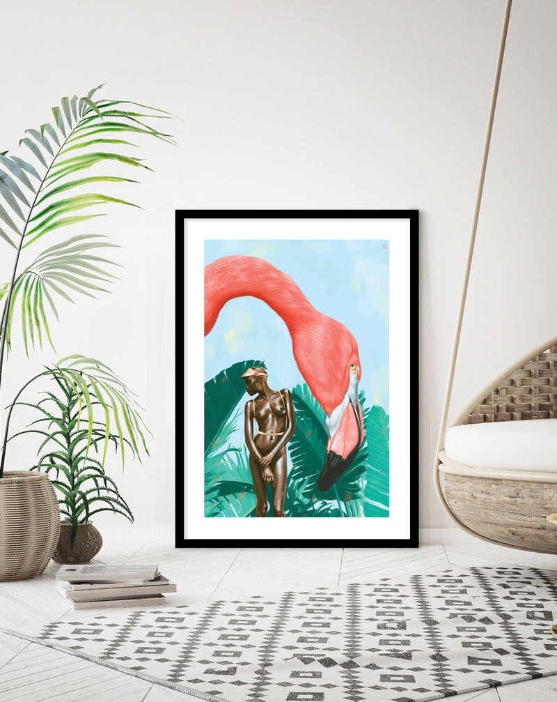 Mid Afternoon Contemporary Art Print by Alexander Grahovsky - Modern Flamingo Artwork - The Good Poster Company