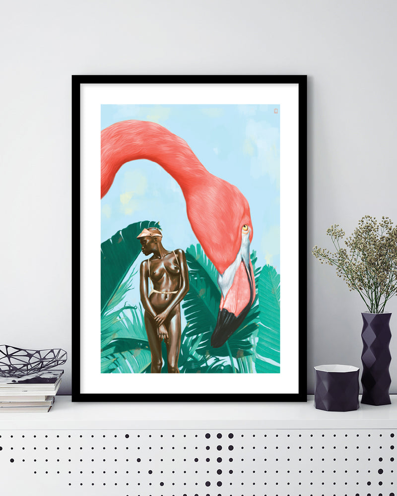 Mid Afternoon Contemporary Art Print by Alexander Grahovsky - Modern Flamingo Artwork - The Good Poster Company