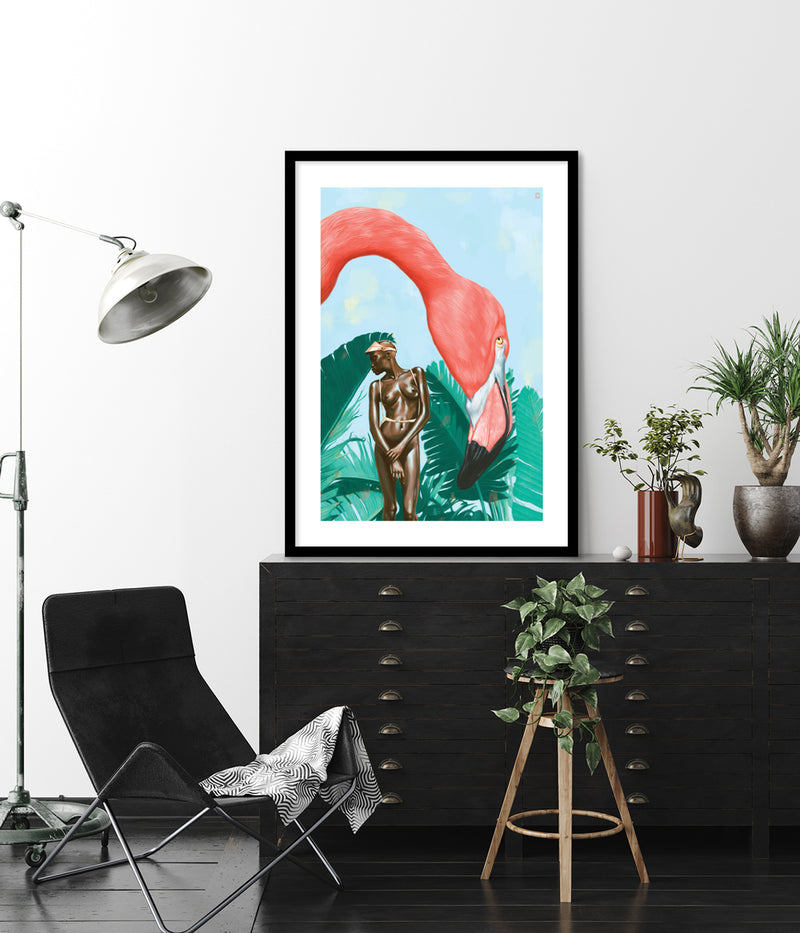 Mid Afternoon Contemporary Art Print by Alexander Grahovsky - Modern Flamingo Artwork - The Good Poster Company