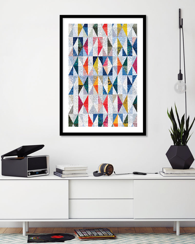 Contemporary Mosaic Triangles Art Print - Geometric Art - The Good Poster Company