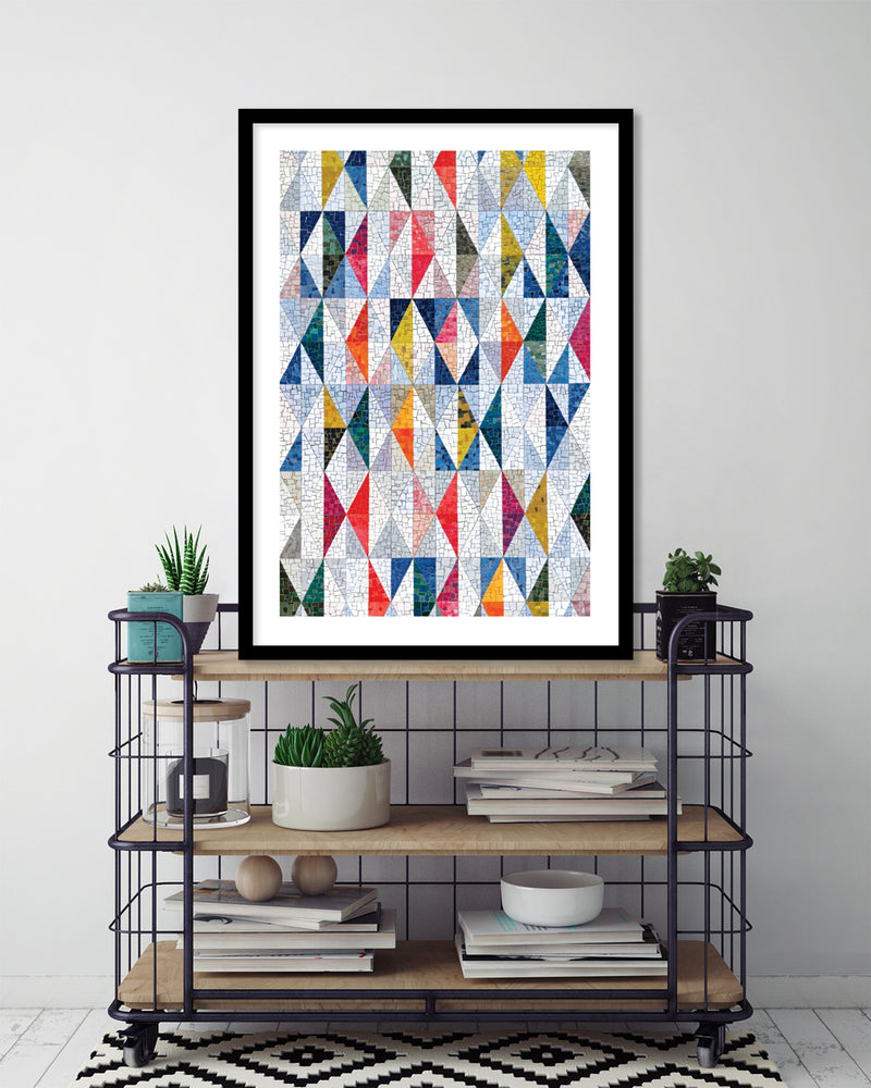Contemporary Mosaic Triangles Art Print - Geometric Art - The Good Poster Company