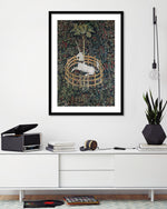 The Unicorn in Captivity Art Print - Vintage Floral Artworks by The Good Poster Company