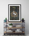 The Unicorn in Captivity Art Print - Vintage Floral Artworks by The Good Poster Company