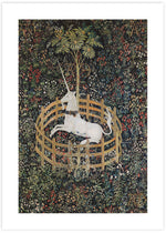 The Unicorn in Captivity Art Print - Vintage Floral Artworks by The Good Poster Company