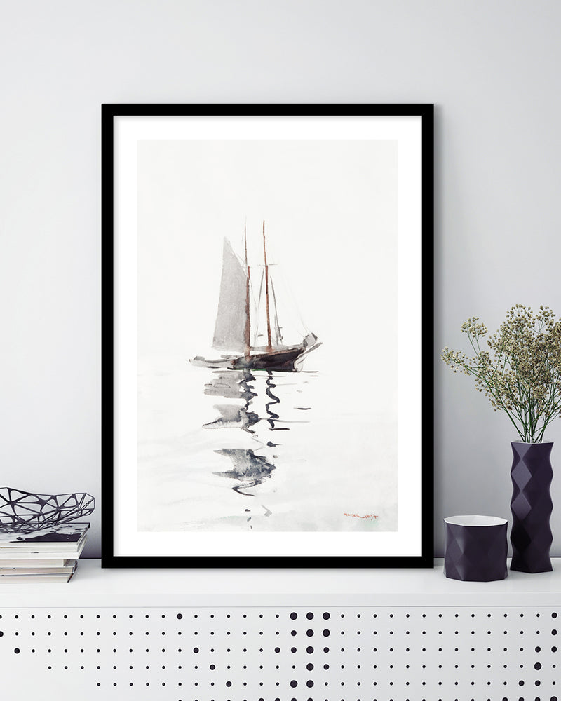 Two Masted Schooner with Dory
