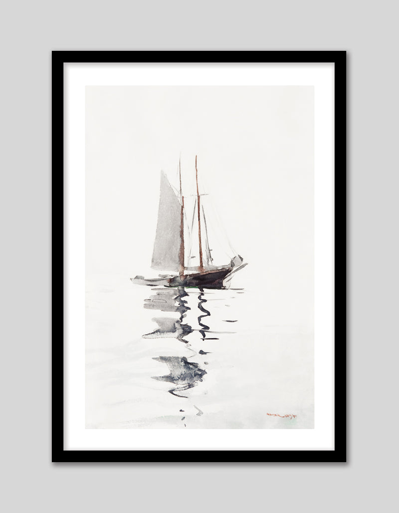 Two Masted Schooner with Dory
