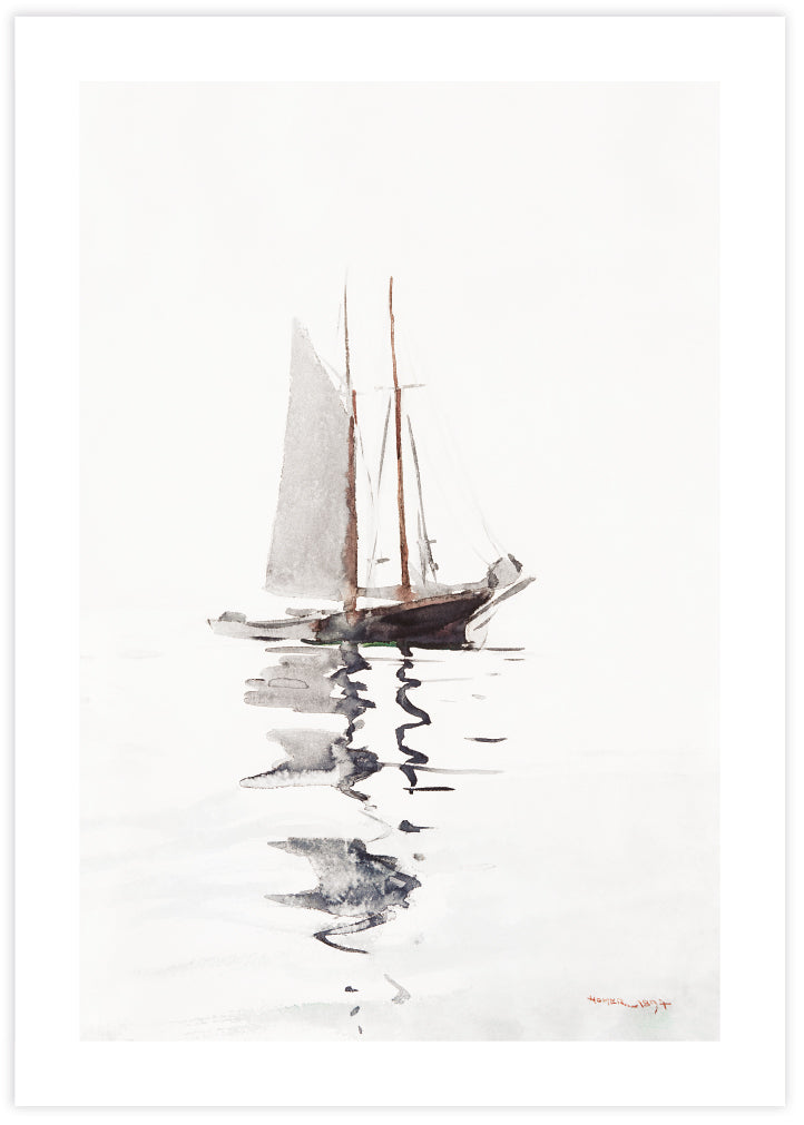 Two Masted Schooner with Dory