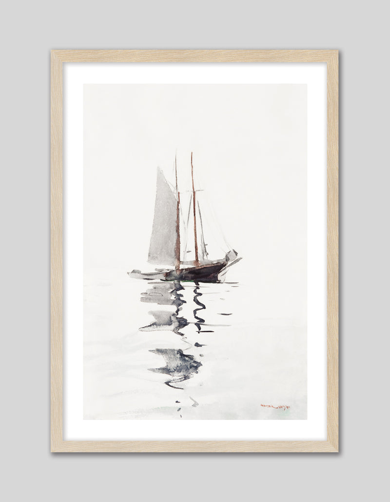 Two Masted Schooner with Dory
