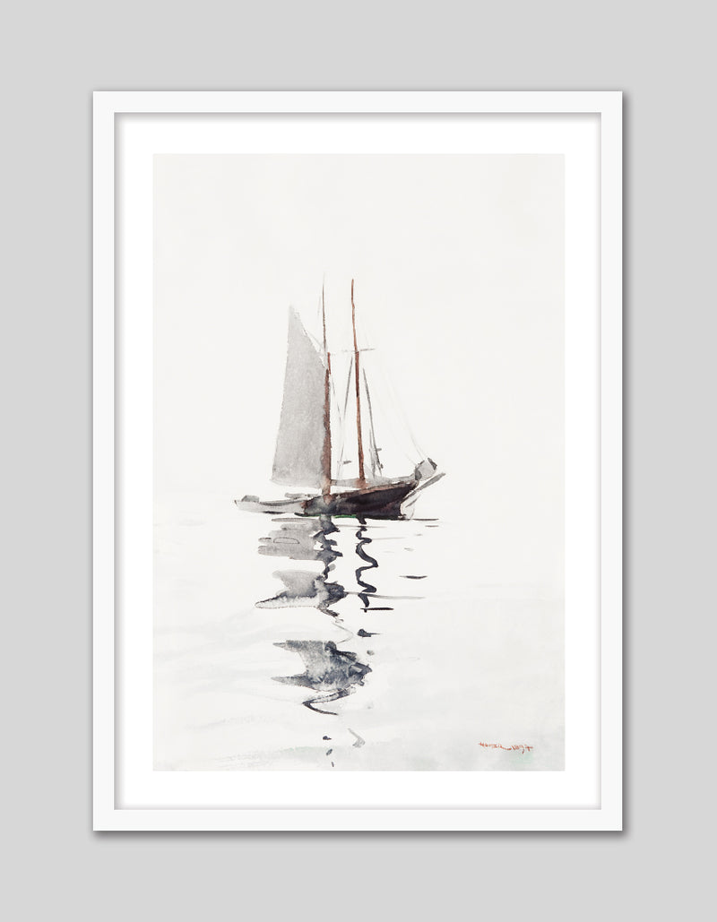 Two Masted Schooner with Dory
