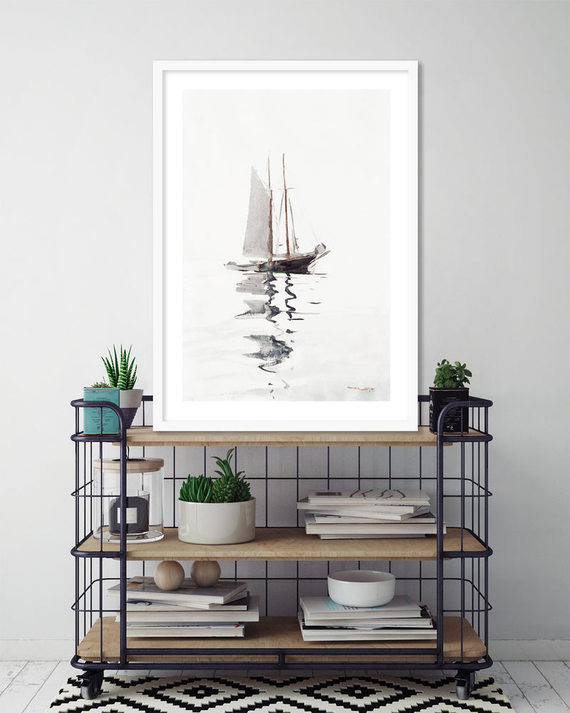 Two Masted Schooner with Dory