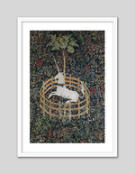 The Unicorn in Captivity Art Print - Vintage Floral Artworks by The Good Poster Company