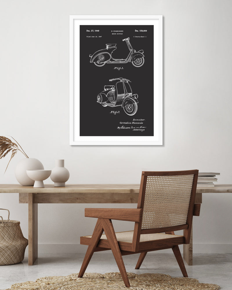 Vespa Patent Art Print | Black and White Art | The Good Poster Company