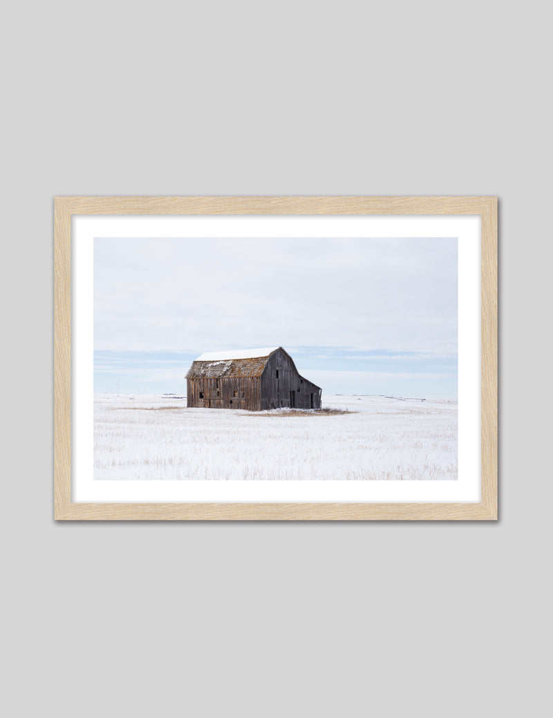 Barn in Snowy Landscape Contemporary Photography Print | The Good Poster Co.