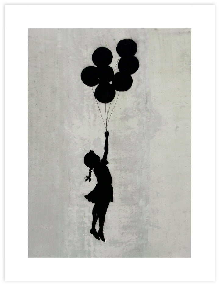 Girl Flying with Balloons Art Print by Banksy | Banksy Posters | The Good Poster Co.