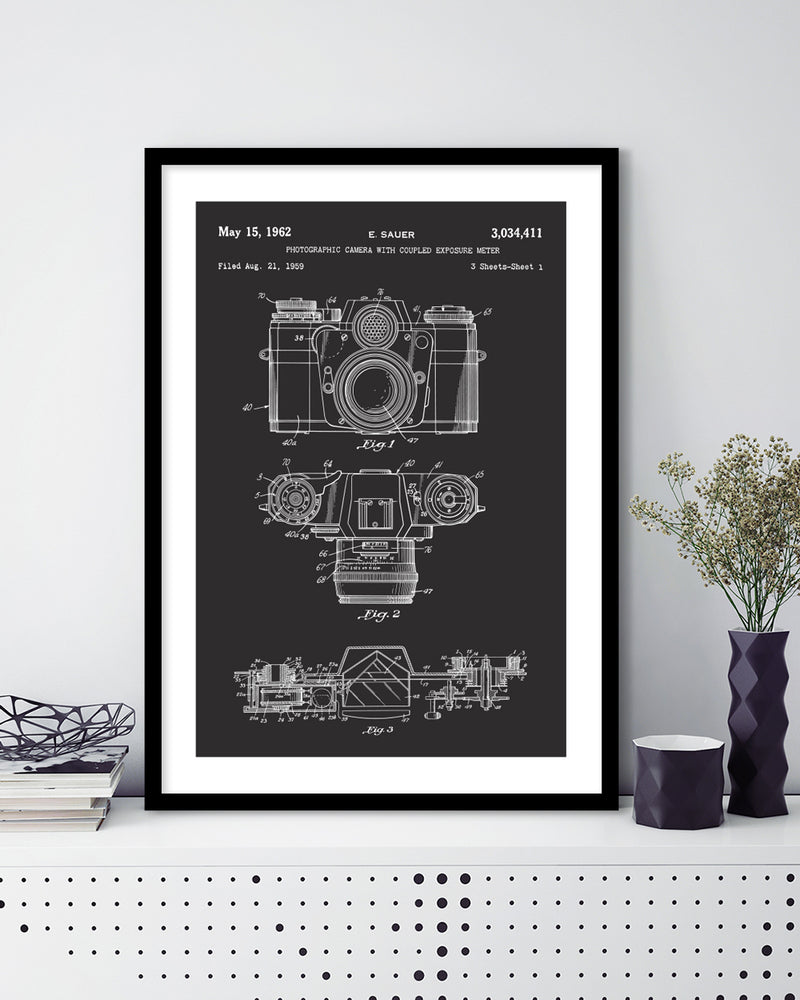 Camera Patent Art Print | Black and White Art