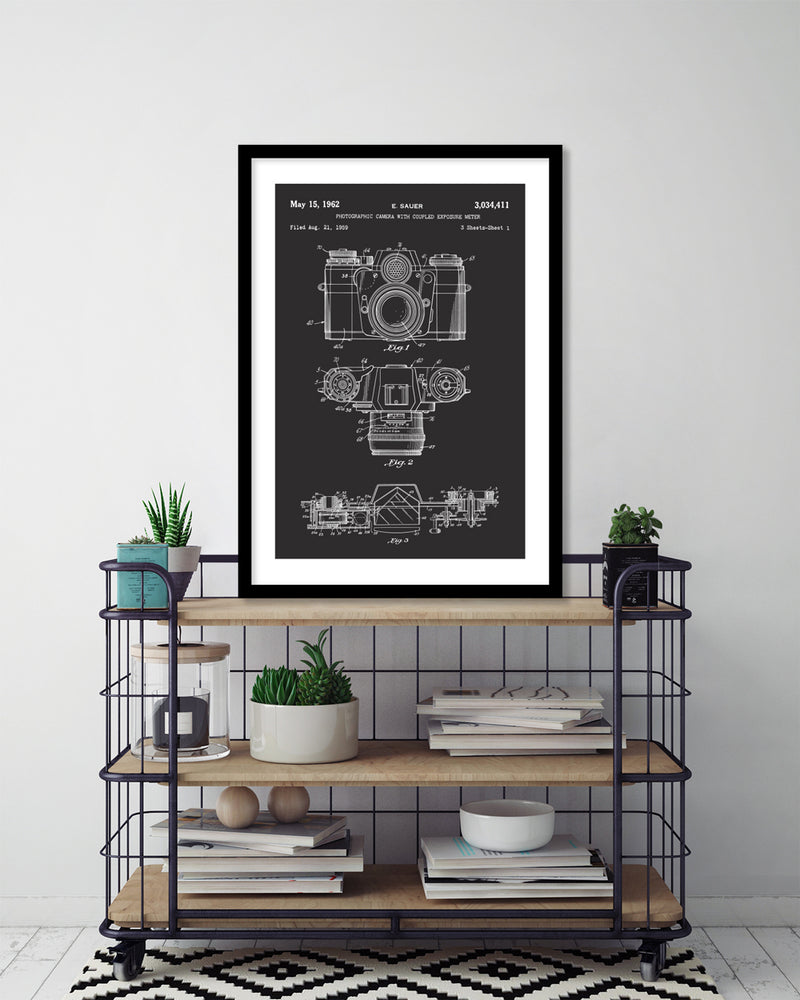 Camera Patent Art Print | Black and White Art