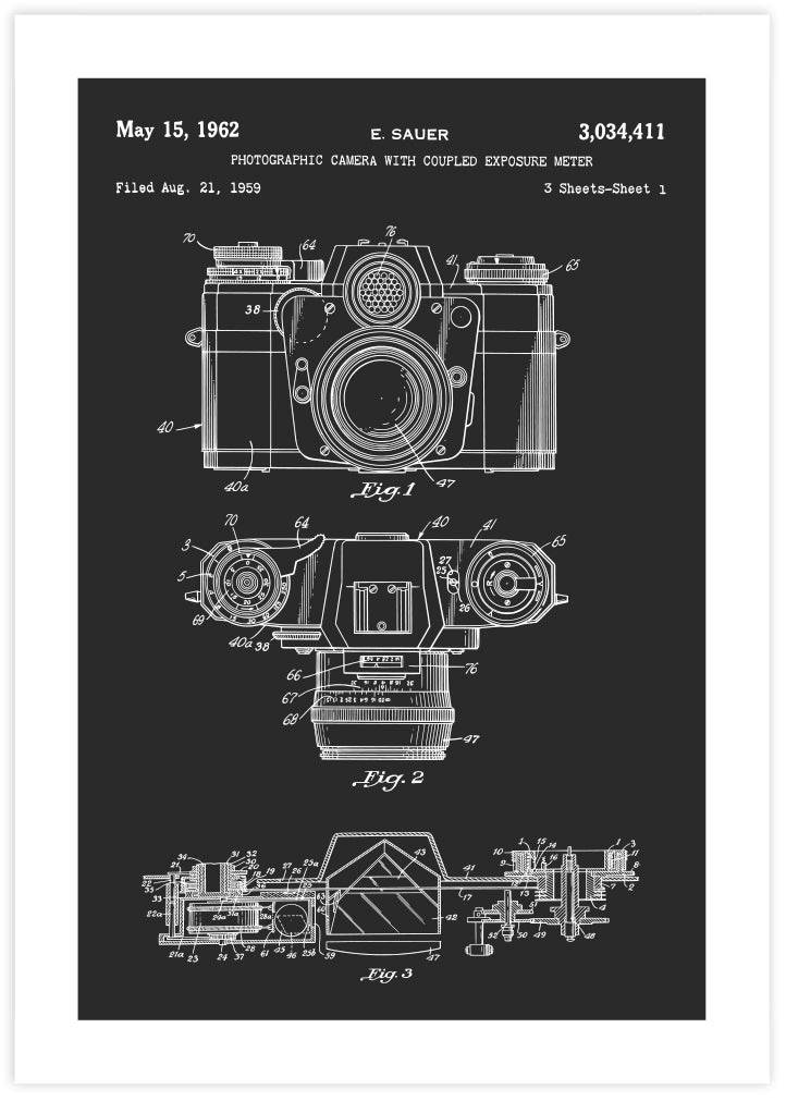 Camera Patent Art Print | Black and White Art