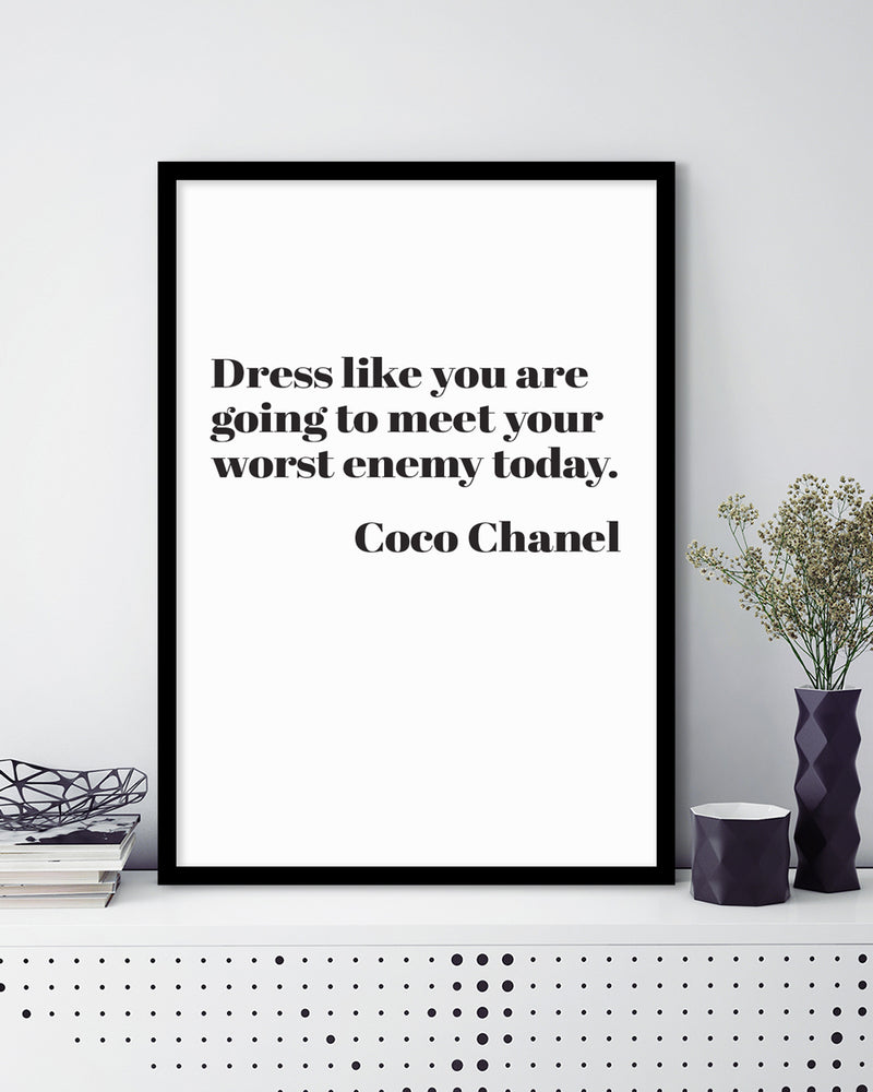 Dress Quote by Coco Chanel, Typography Art
