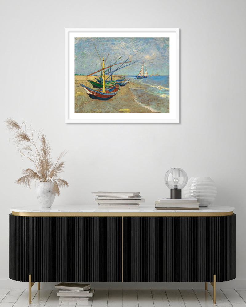 Fishing Boats on the Beach Art Print by Vincent van Gogh | van Gogh Art | The Good Poster Co.