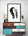 Contemporary Indian Headdress Art Print | Black and White Art | The Good Poster Co.