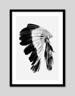 Contemporary Indian Headdress Art Print | Black and White Art | The Good Poster Co.