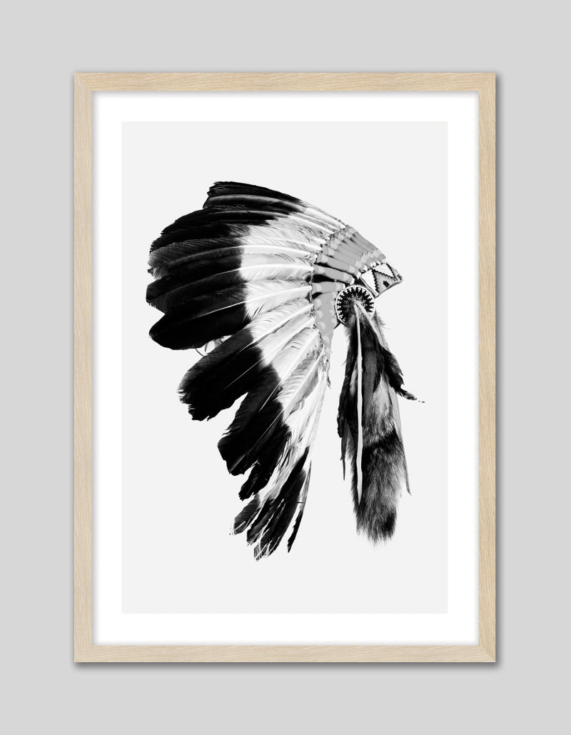 Contemporary Indian Headdress Art Print | Black and White Art | The Good Poster Co.