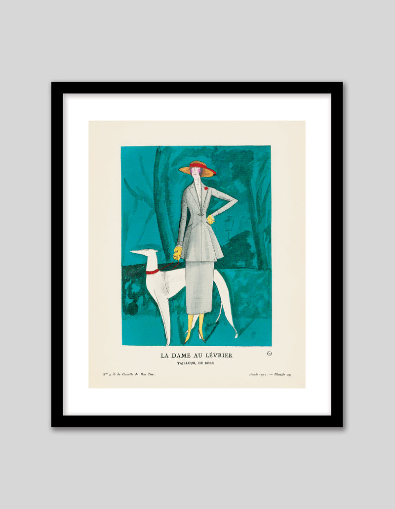 La Dame Au Levrier by Gazette du Bon Ton | Vintage French Fashion Art NZ | The Good Poster Co.
