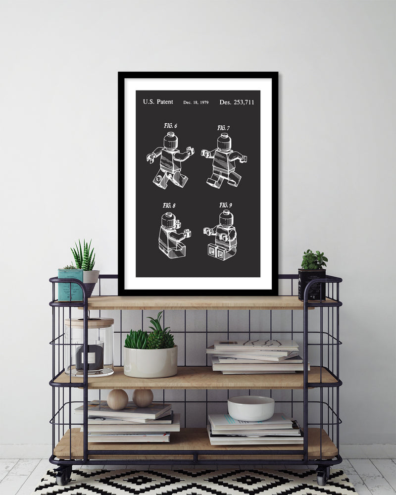 Lego Patent Art Print | Black and White 