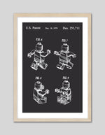 Lego Patent Art Print | Black and White Art