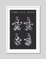 Lego Patent Art Print | Black and White Art