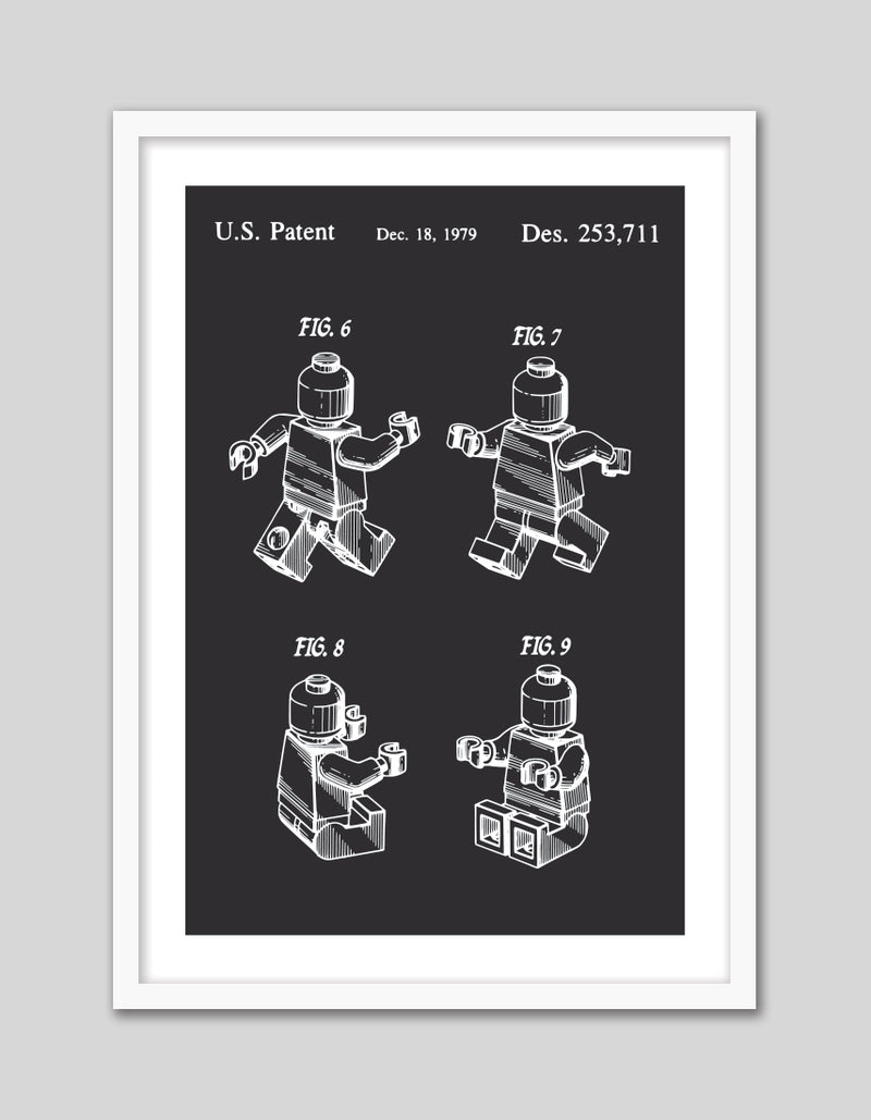 Lego Patent Art Print | Black and White Art