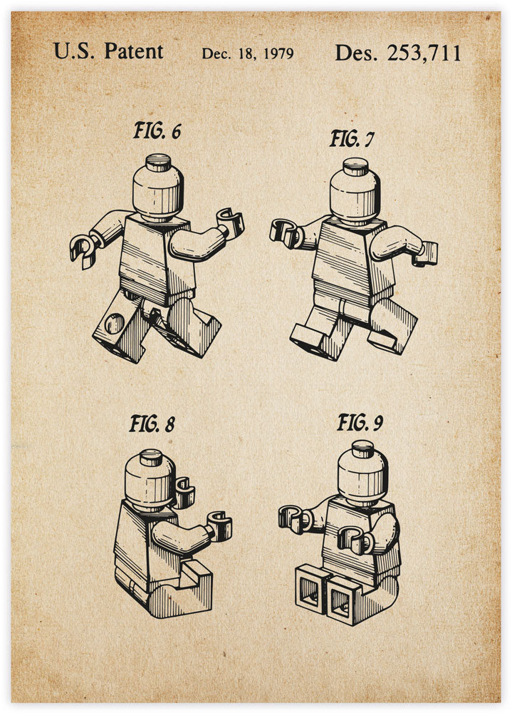 Vintage Lego Patent Art Print | Vintage Art