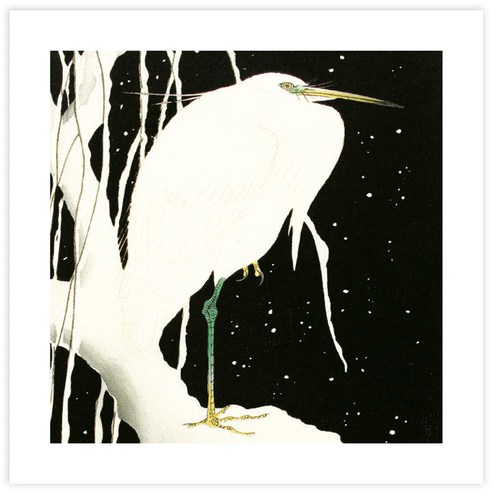 Snowy Egret Art Print by Ohara Koson