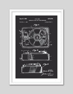 Record Player Patent Art Print | Black and White Art