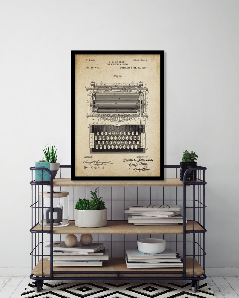 Vintage Typewriter Machine Patent Art Print