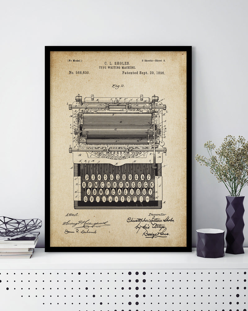 Vintage Typewriter Machine Patent Art Print
