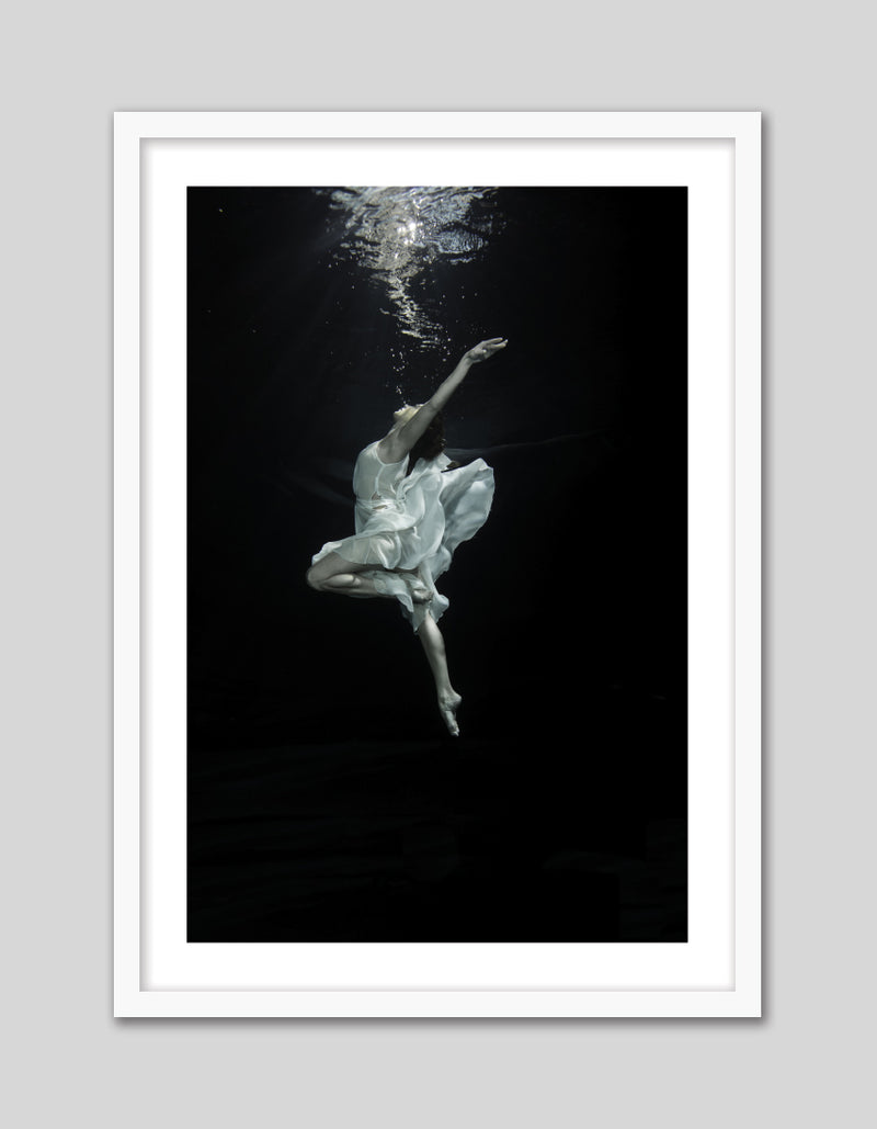 Contemporary Underwater Ballerina Art Print | Black and White Art