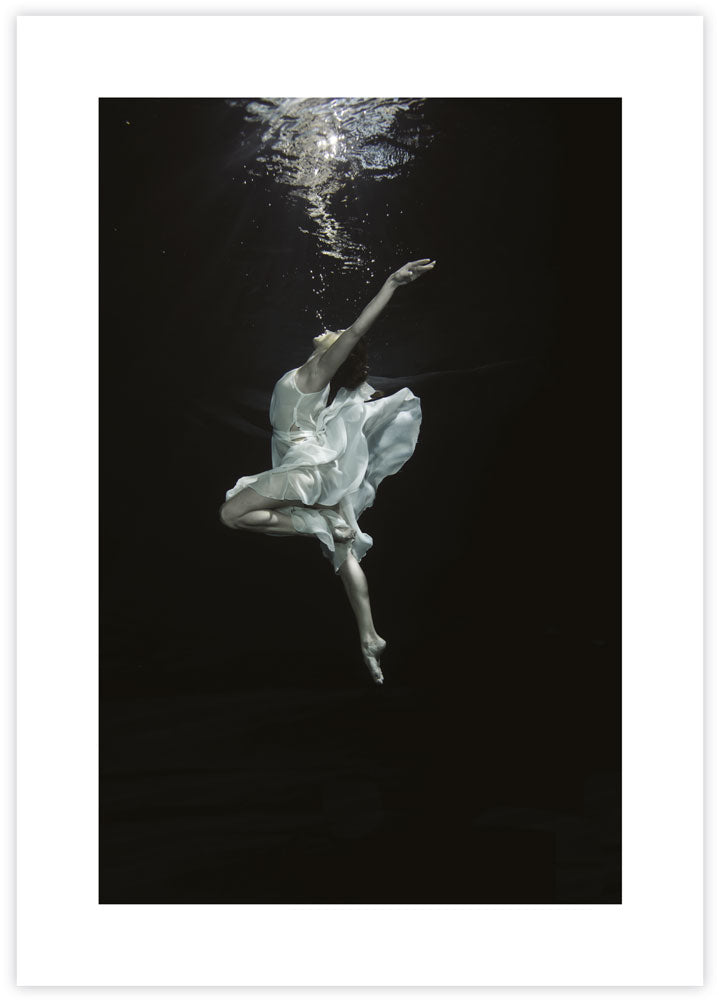 Contemporary Underwater Ballerina Art Print | Black and White Art