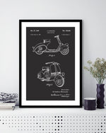 Vespa Patent Art Print | Black and White Art